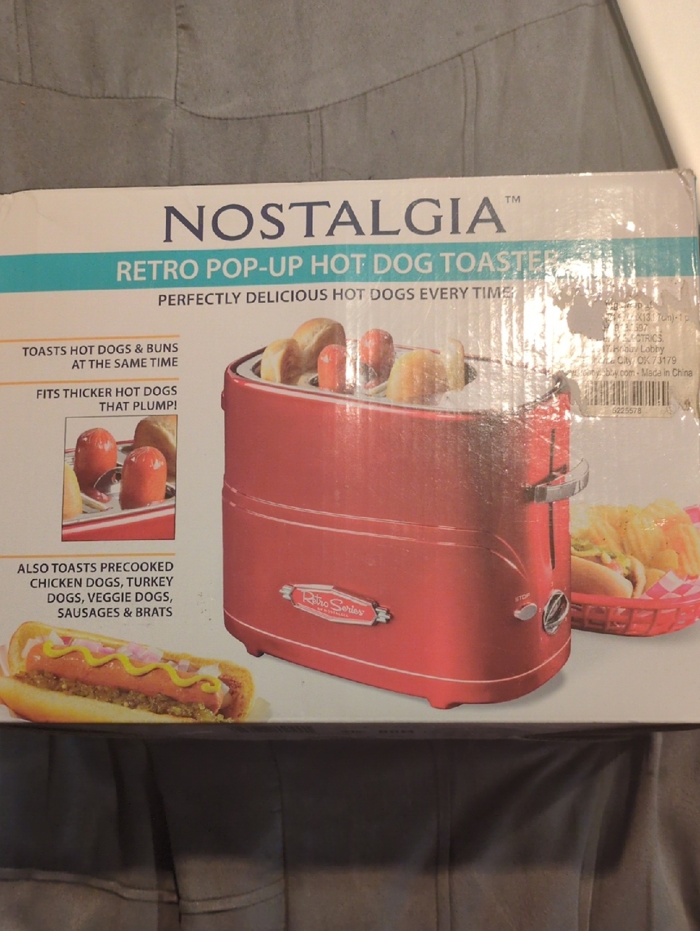 Nostalgia Red Retro Pop-Up Hot Dog Toaster